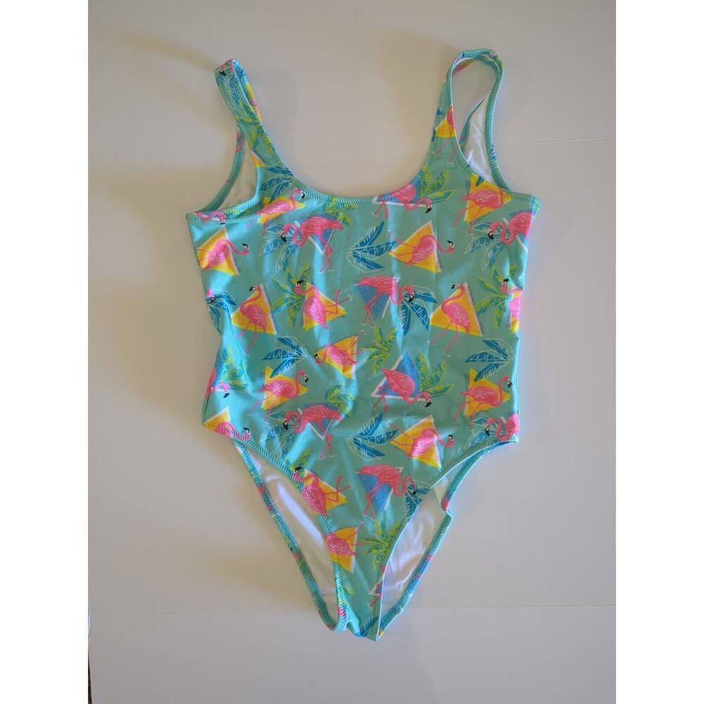 Chubbies One Piece Swimsuit Tropical Flamingo 80s Theme Beach Womens Small H